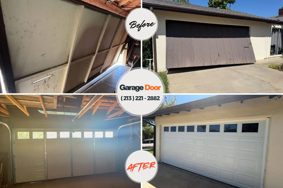 Before and after: garage door installation Knollwood, IL